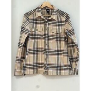 Patagonia Fjord Flannel Shirt Women's Small Size 4 Plaid 100% Organic Cotton
